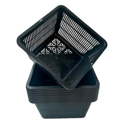 8 Pcs 9 Inch Pond Plant Baskets for Plants Hydroponics Net Pots Water Garden Plant Pots Black Plastic Pond Basket Square Plastic Mesh Pond Containers for Live Aquarium Plants - style: 9" Square-8 PCS