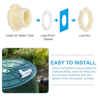 PATIKIL ABS Bulkhead Fitting NPT1.5", Bulkhead Water Tank Connector with Silicone Seal Gasket Garden Hose Fitting for Rain Bucket, Sinks, Aquariums, White - size: NPT1.5"