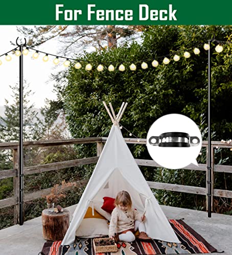 10ft String Light Pole for Deck Fence, Light Pole for Outdoor String Light, Perfect for Garden, Backyard, and Patio Lighting Stand for Parties, Wedding - Matte Black Finish - 1 Pack - style: 1 Pole for Deck Fence