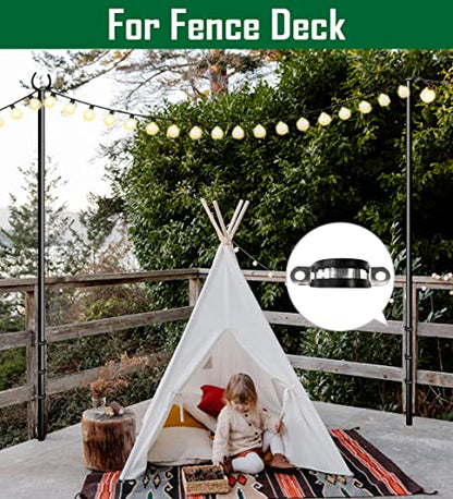 10ft String Light Pole for Deck Fence, Light Pole for Outdoor String Light, Perfect for Garden, Backyard, and Patio Lighting Stand for Parties, Wedding - Matte Black Finish - 1 Pack - style: 1 Pole for Deck Fence