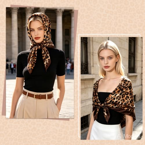 GERINLY 2 Pack Head Scarf for Women, Boho Hair Scarf Top, Large Bandana Hair Scarves Wrap - color: Redbrown