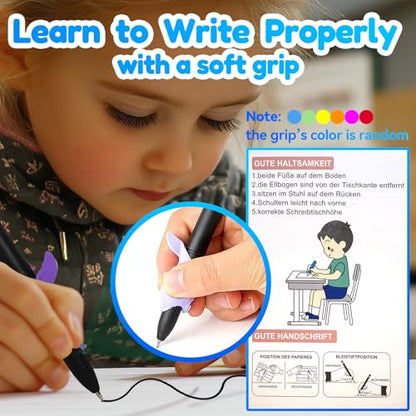 4 Magic Tracing Practice Books – Grooved Handwriting German Copybooks for Kids, Reusable Writing Practice Workbooks Without Tears, Disappearing Ink for Toddlers Preschool Learn (German) - color: German