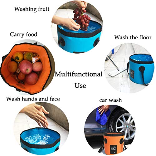 Sunglow Collapsible 3 Gallon Multifunctional Portable Fishing Bucket - Wash Basin Folding Bucket - Water Container for Fishing-Camping-Gardening (12L/3gallon(Blue)) - color: 12l/3gallon(blue)