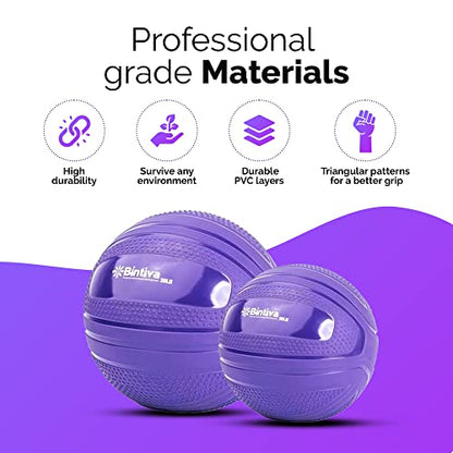bintiva Non Bounce Slam Ball - Exercise Weighted Deadball for Workout and Fitness Routines - Medicine Dead Weight Ball