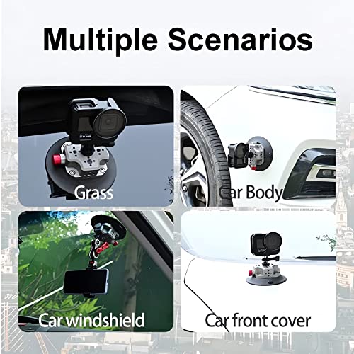 MIMIRACLE Camera Suction Cup Mount 4.5" Heavy Duty Pump Vacuum Mount -Black | Compatible with Action Cameras & DSLR, Heavy Duty Suction Grip for Car, Glass and Smooth Surfaces, 132lb Vertical Hold - color: Black