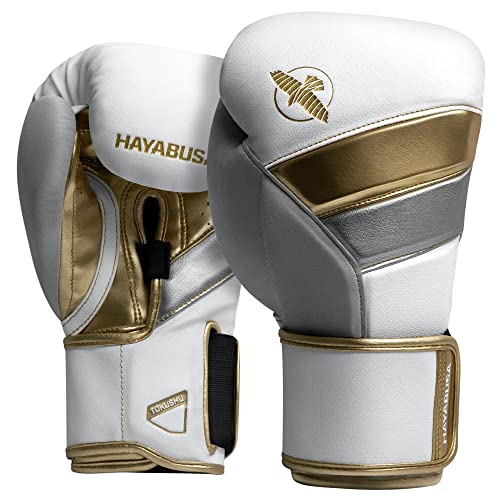 Hayabusa T3 Boxing Gloves - Sparring | Sparring Gloves, Muay Thai Gloves, Kickboxing Gloves, Heavy Bag Gloves, Boxing Gloves for Men and Women, Boxing Gloves - color: White/Gold, size: 18oz