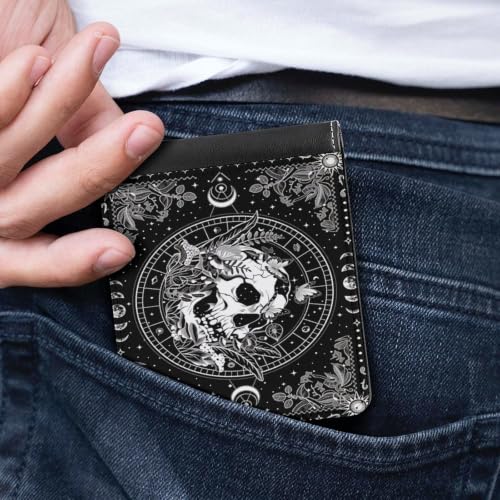 Moon And Floral Face Bifold Wallet 4.6x3.7 Inch,Slim Compact Folding Wallet with Card Slots And Cash Pocket Lightweight Wallet for Everyday Carry Travel Business - color: Moon and Floral Face