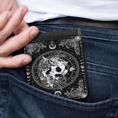 Moon And Floral Face Bifold Wallet 4.6x3.7 Inch,Slim Compact Folding Wallet with Card Slots And Cash Pocket Lightweight Wallet for Everyday Carry Travel Business - color: Moon and Floral Face