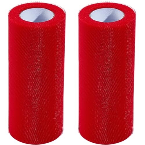 GORGECRAFT 150 Feet 2 Rolls Spawn Net Mesh 6 Inch Wide Yellow Polyester Soft Sac Netting Sack Tulle Fishing Catfish Bait Holder Accessories for Roe Bags Fishing Equipment Skirt Making - color: Red