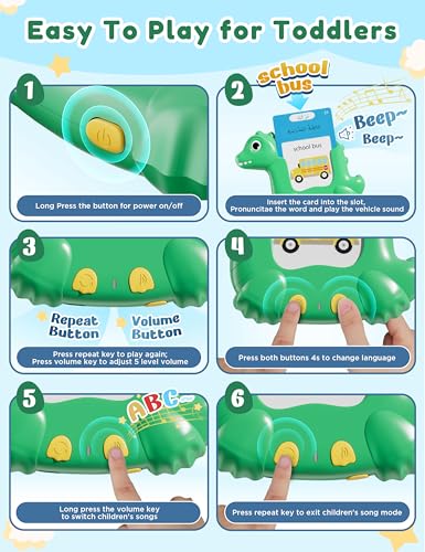 Arabic and English Talking Flash Cards for Kids, 510 Sight Words Bilingual Learning Toys for Toddlers, Arabic Alphabet Flashcards Pocket Speech Therapy Toys, Dinosaur Shaped - size: 510-Arabic&English
