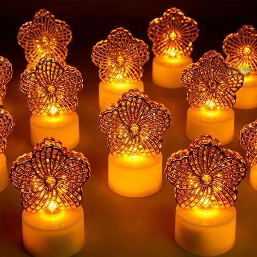LED Tea Lights Candles Battery Operated for Party Home Decor - 6PCS - color: Flower