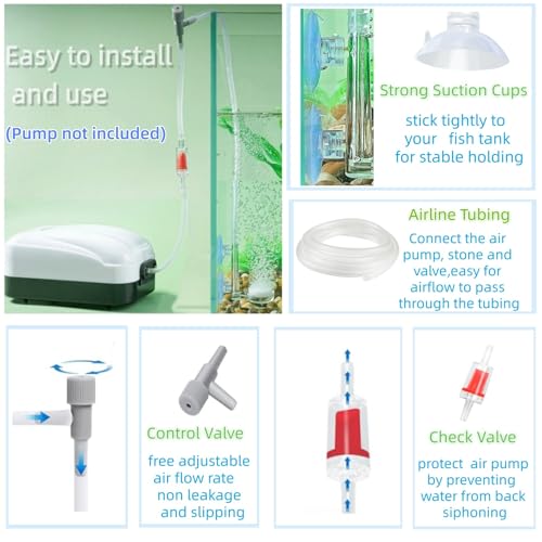 AQUANEAT Aquarium Air Stone Disc, 1 Inch Nano Bubble Stone Kit Quiet Dissolved Oxygen Diffuser with Accessories tubing and valves for Small Fish Tank - size: 1 inch