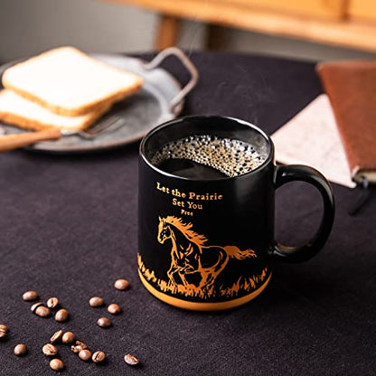 AmorArc 18oz Large Coffee Mugs Set of 6, Ceramic Coffee Mugs with Animal Wildlife Textured Patterns for Tea Latte Cocoa. Easy to Hold&Clean, Dishwasher&Microwave Safe, Matt Black - color: Matte Black