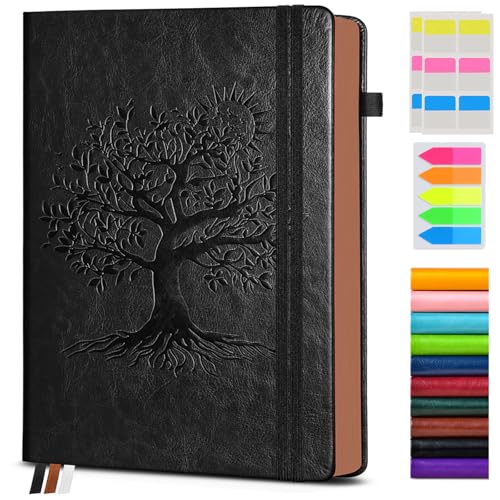 Vintage Leather Journal with 300 Numbered Pages,A4 Lined Journal for Men Women,Daily Journals for Writing,College Ruled Notebook for Work,School,Note taking,Travel Diary,Large (8.5" X 11.3") - color: Black, size: A4 (8.5in X 11.3in)