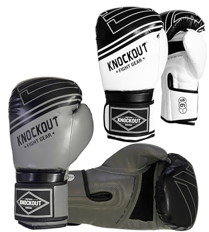 Boxing Gloves & Muay Thai Shin Guards for Men and Women, MMA Kickboxing Shin Pads Set, Adjustable Shin Guards with Instep Protection, Sparring & Martial Arts Training Gear - color: White-Gray, size: 12 oz