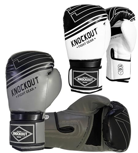 Boxing Gloves & Muay Thai Shin Guards for Men and Women, MMA Kickboxing Shin Pads Set, Adjustable Shin Guards with Instep Protection, Sparring & Martial Arts Training Gear - color: White-Gray, size: 14 oz