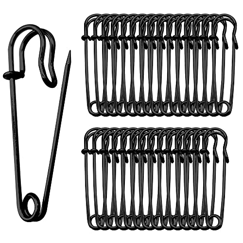 Safety Pins Brooches 2 inch/50mm Heavy Duty Blanket Pins for Blankets, Crafts, Kilts, Skirts, Sweaters, Shawls - 30 Pack (2 Inch/50mm, Black) - color: Black, size: 2 inch