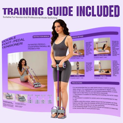 Resistance Bands with Handles, 6 Tube Pedal Resistance Band for Exercise, Dual Pedal Adjustable Resistance, Ab Roller Handle Full Body Home Workout Equipment for Abs, Legs, Arms, Women - color: Purple