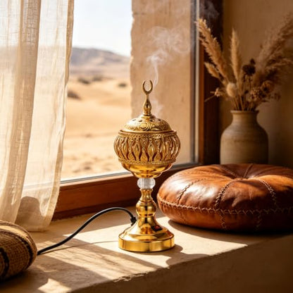DECHOUS Bakhoor Burner: Arabian Style Electric Incense Burner Plug in Censer for Home Office Aroma, Middle Eastern Bukhoor Censer for Yoga Spa Relaxation, Us Plug