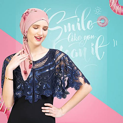 3 Packed Women's Pre Tied Head Scarves Slip On Chemo Beanies Hair Cover Headwrap Caps - color: B1-leopard Floral-3packed