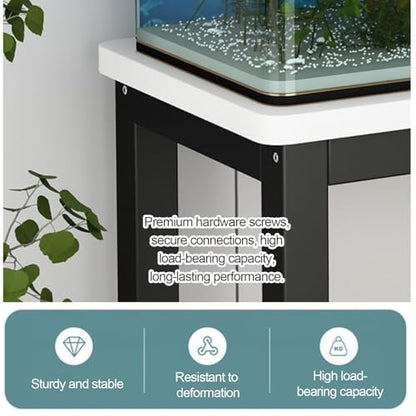 Double-Tier Fish Tank Stand, Heavy-Duty Aquarium Stand, With Shelving Unit, Features Non-Slip Pads, Reptile Enclosure Stand, Suitable For Fishkeeping, Turtle Keeping(Black+Black,23.6x11.8in) - color: Black+Black, size: 23.6x11.8in