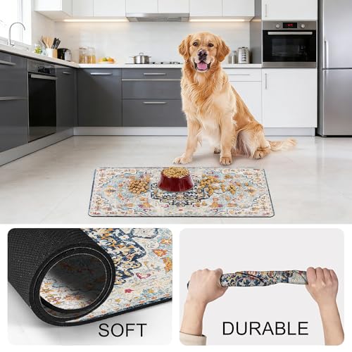 Cat Food Mat Pet Feeding Mats Dog Bowls Mat Cat Water Mat 12x20 Inch Boho6 - color: Bohemia Style 06