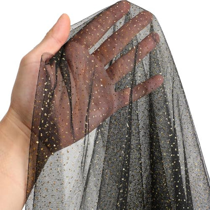 1pc Fall/Halloween Table Runner 10 ft Black Metallic Foil Sheer - color: Black