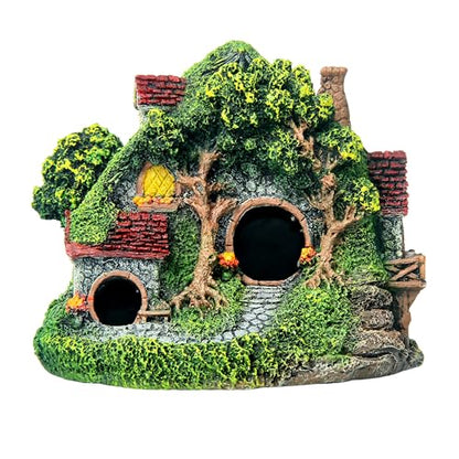 RVQIGYP[Magic Underwater Cabin Fish Tank Landscaping Hobbit House Decoration | Handmade Resin Material Waterproof and Anti-Fading | Fairy Tale Style Aquarium Landscaping Give Away Water Plants