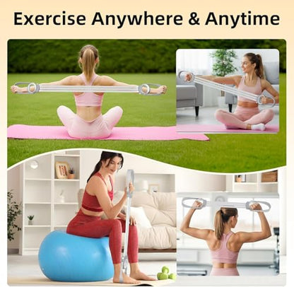 Figure 8 Fitness Resistance Bands with Handles, 20-60lb Adjustable Elastic Excercise Band, Non-Slip Fabric Silicone Bands for Strength Stretch Flexibility Training Arms Back Shoulder Chest Legs - color: Gray