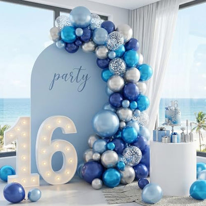 Paready Blue Silver Balloons, 60 Pcs Party Balloons for Graduation Birthday - color: Blue Silver
