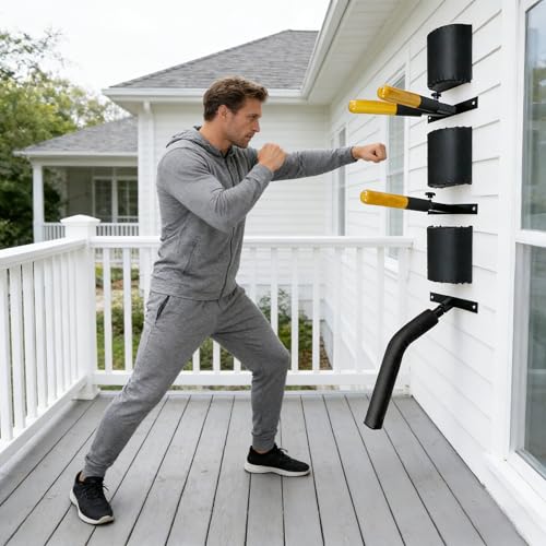 Wing Chun Dummy for Martial Arts Training - Wall Mount & Portable Options - Interchangeable Spring Arms for Martial Arts, Boxing, and Karate Practice (Wall Mounted)