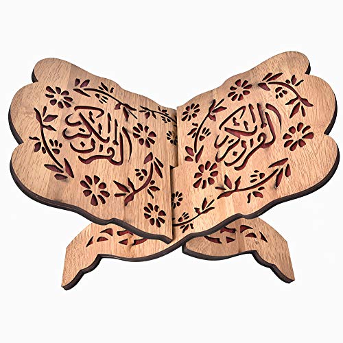 Yosoo Islamic Quran Book Holder Density Board Wooden Book Stand 29.2cm Koran Holy Shelf for Muslim Decoration Gift Eid Al Fitr