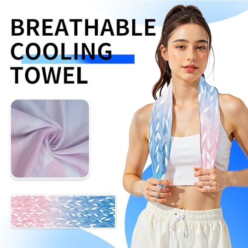 Cooling Sports Towel 39"X11.8" Cold Feeling Towel for Gym Fitness Running Yoga Microfiber Soft Quick Drying Breathable Lightweight Camping Towel Summer Hiking Climbing Workout Essentials(Blue&Pink) - color: Blue&pink
