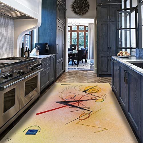 Wassily Kandinsky Famous Painting Area Rug Modern Artwork Carpet for Living Room Bedroom Dining Home Office Rug with Rubber Backing 4'x8' - size: 4'x8'