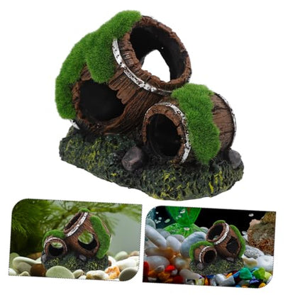 Yardwe Resin Broken Barrel Aquarium Ornament Betta Fish Hideout Decor Small Fish Tank Accessory Effortless Maintenance Sustainable Material for Aquatic Environments