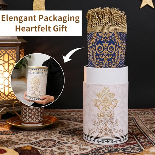 Prayer Mat Ramadan Gifts - Blue Prayer Rug Islamic Praying Tasbih Beads Compass, Muslim Praying Carpet for Men Women Eid Salah Meditation Namaz, Gifts for Eid Ramadan - color: Blue