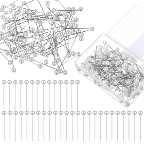100pcs White Pearl Push Pins, 1 in Straight Pearl Pins for Bouquets Fabric