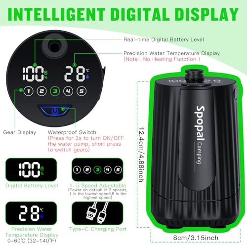 10000mAh Camping Shower with Collapsible Bucket Handle 20L | Portable Camping Shower, 5 Adjustable Speeds, IPX8 Waterproof, LED Display, Perfect for Hiking, Travel, Cars & Pets