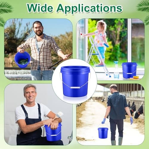 Tioncy 10 Pcs 2 Gallon Plastic Buckets with Lids and Handles,Blue | Storage Pails for Paint, Cleaning, Organizing, Durable Containers, Metal Handles, Plastic Material - color: Blue