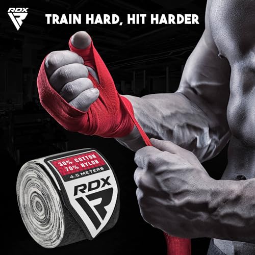 RDX Boxing Hand Wraps 4.5M / 180 Inches – Mexican Style Semi-Elastic MMA Inner Gloves - Wrist Support for Muay Thai, Kickboxing, BJJ, Karate - Thumb Loop & Hook and Loop Closure - Cotton & Nylon Blend - color: Camo