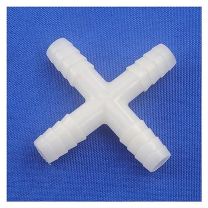 10pcs 10mm Plastic Barbed Cross Connectors Aquarium Fish Tank Tube Splitters Air Pump Soft Pipe Hose Connector