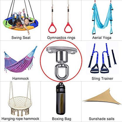 SELEWARE Silent Ball Bearing Swing Hangers, Heavy Duty 360° Rotate Swing Swivel Hook for Wooden Playground Yoga Hammock Chair Rope Punching Bag Porch Tire Web Swing Sets, 1200 Capacity - color: Ball Bearing Swing Hanger, 1 Pack