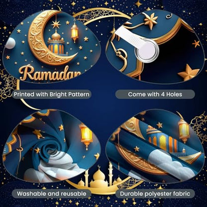 Ramadan Islamic Festival Crescent Moon Lantern Decoration Mosque Scene Mubarak Display Crescent Moon Starry Pattern Banner Islamic For Home Decoration Mosque Event
