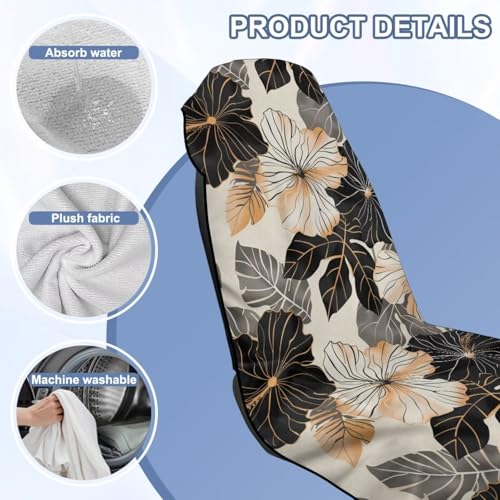 Hibiscus Print Car Seat Towel Cover After Gym Anti-Slip Soft Towel Bucket Seat Covers 60 x 33 Inch Universal Sweat Towels for Truck Sedan SUV, Easy to Install - color: Brown and Black - Hibiscus