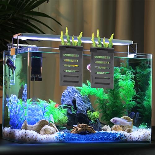 4 PCS Aquarium Plant Holder with Suction Cups, Fish Tank Plant Holder | Fish Tank Hanging Pots with 24 Hooks and 8 Suction Cups, Aquatic Plant Pots for Aquarium Decorations Plants