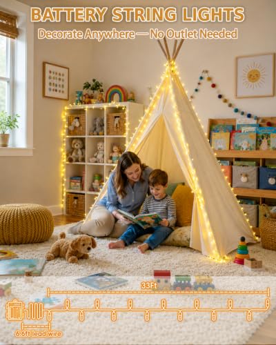 2 Pack 200 LED Battery Operated String Lights, 8 Modes Twinkle Fairy Lights - color: Warm White, size: 2PK(100LED)