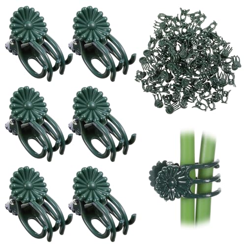 50pcs Plant Clips Orchid Clips Plant Orchid Support Clip Garden Clip for Climbing Flower and Vine Helps Growth for Indoor Outdoor Flowers Rose Amaryllis Grape and Vine Vegetables Dark Green