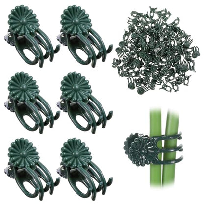 50pcs Plant Clips Orchid Clips Plant Orchid Support Clip Garden Clip for Climbing Flower and Vine Helps Growth for Indoor Outdoor Flowers Rose Amaryllis Grape and Vine Vegetables Dark Green
