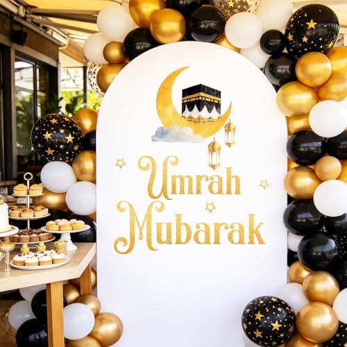 Umrah Mubarak Decal Umrah Mubarak Decorations Happy Eid Party Decorations for Balloon Arch Sticker
