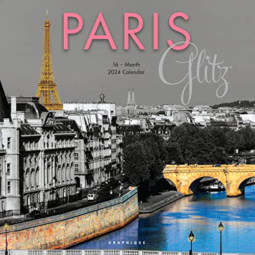 Graphique 2024 Paris Glitz Wall Calendar | 12” x 12” | Thick Paper | Home & Office Organizer | Large Monthly Grid | 3 Languages & Marked Holidays | 4 Month Preview Page for 2025 - color: Paris Glitz, style: OLD 2024